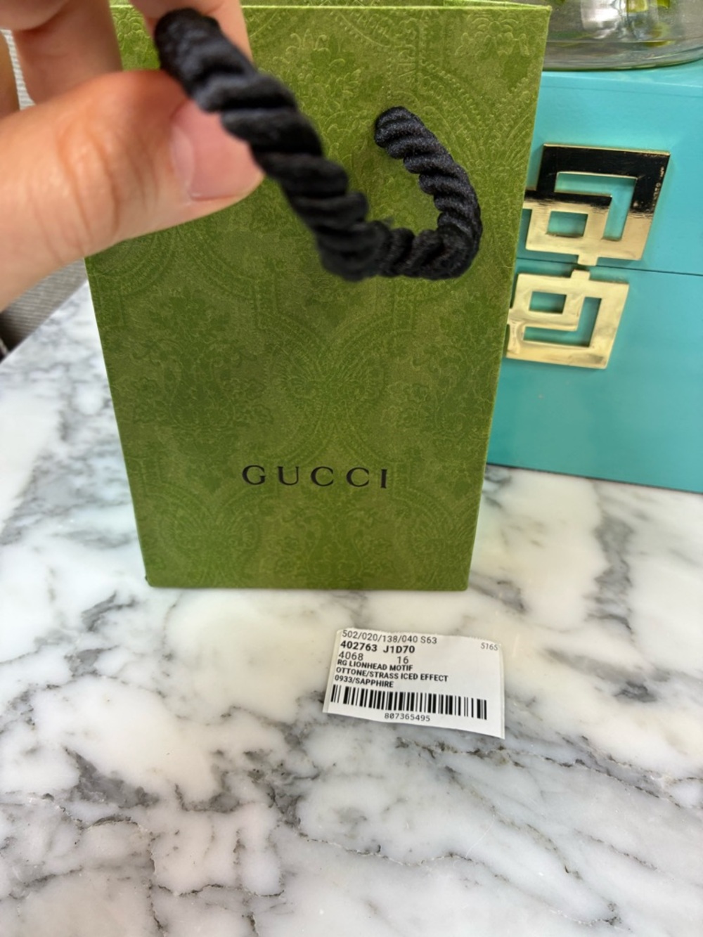 Gucci Lion Head Ring w/ Blue Stone Brand New Authentic - IT Size 16 = 7.75 US - Picture 7 of 9